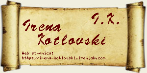 Irena Kotlovski vizit kartica
